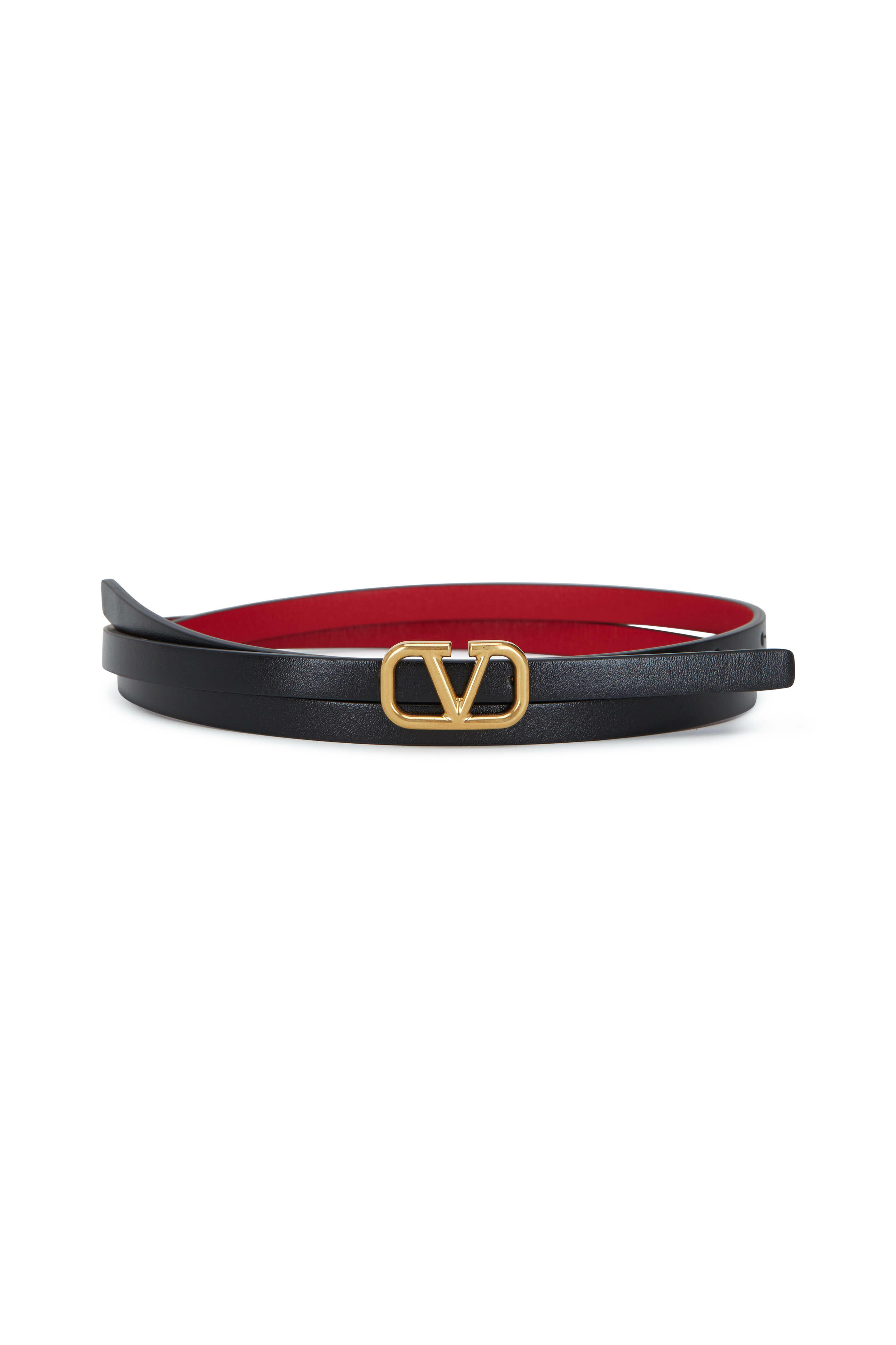 Valentino Garavani Women's Signature Black Leather Vlogo Belt | 75 by Mitchell Stores