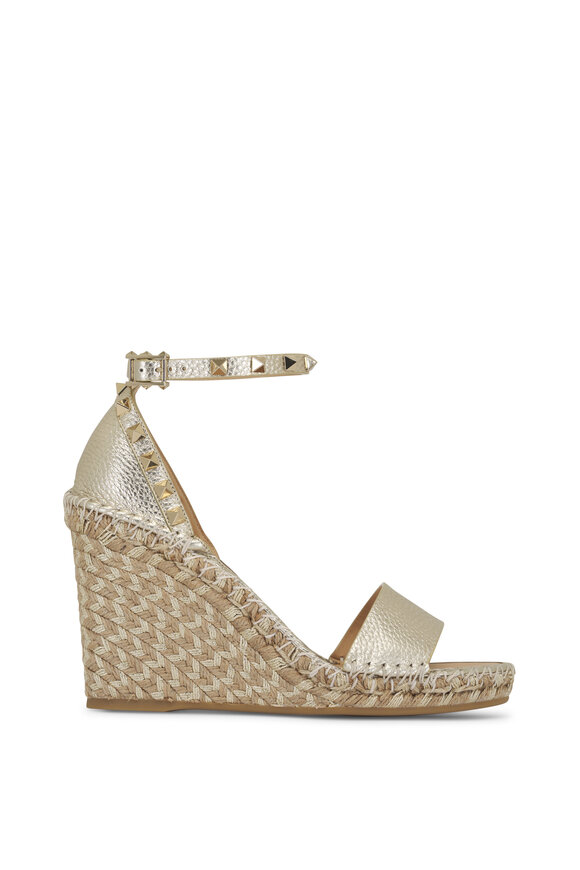 Valentino Garavani - Platino Rockstud Wedge Espadrille, 105mm