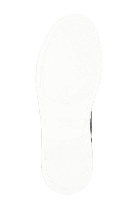 Zegna Triple Stich Navy Suede & Leather Sneaker - view 4