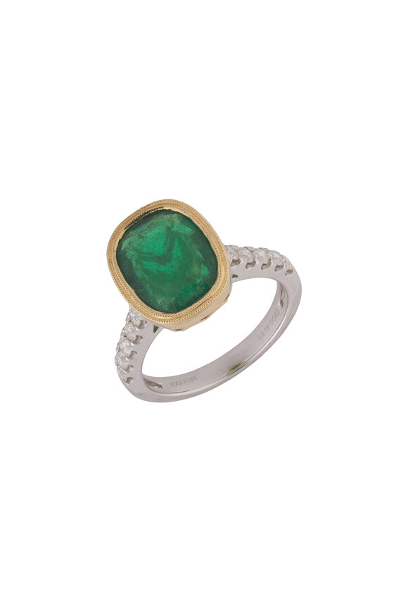 Cairo 18k Yellow Gold Emerald & Diamond Ring
