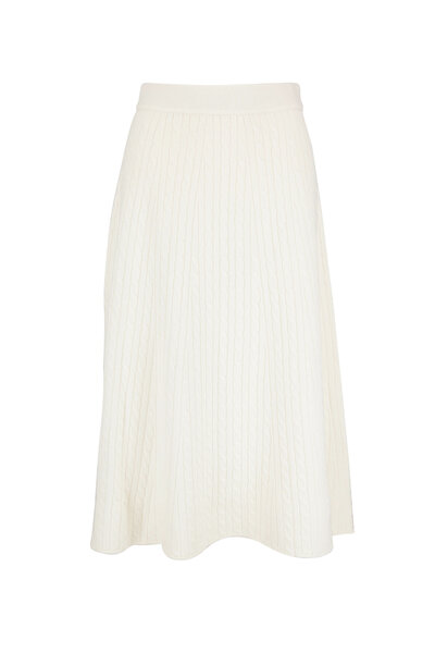 CO Collection - Ivory Cashmere Cable Knit Skirt