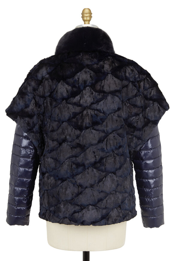 Viktoria Stass - Navy Blue 2-In-1 Mink Vest & Quilted Puffer Jacket