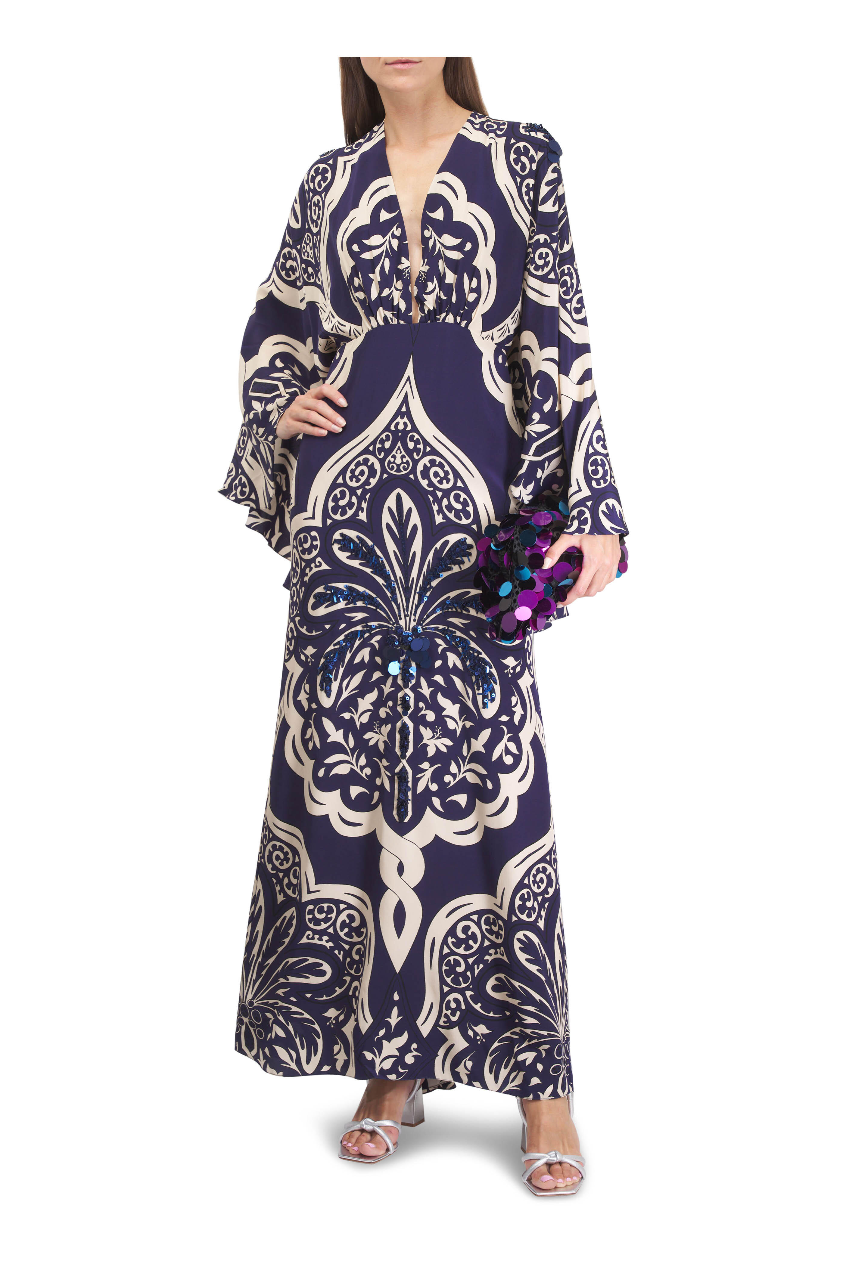 Maria La Rosa - Carnival Mini Game Violet Maxi Sequin Clutch