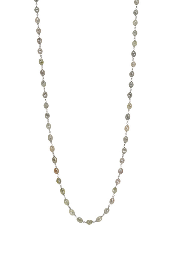Kai Linz White Gold Diamond Bead Necklace