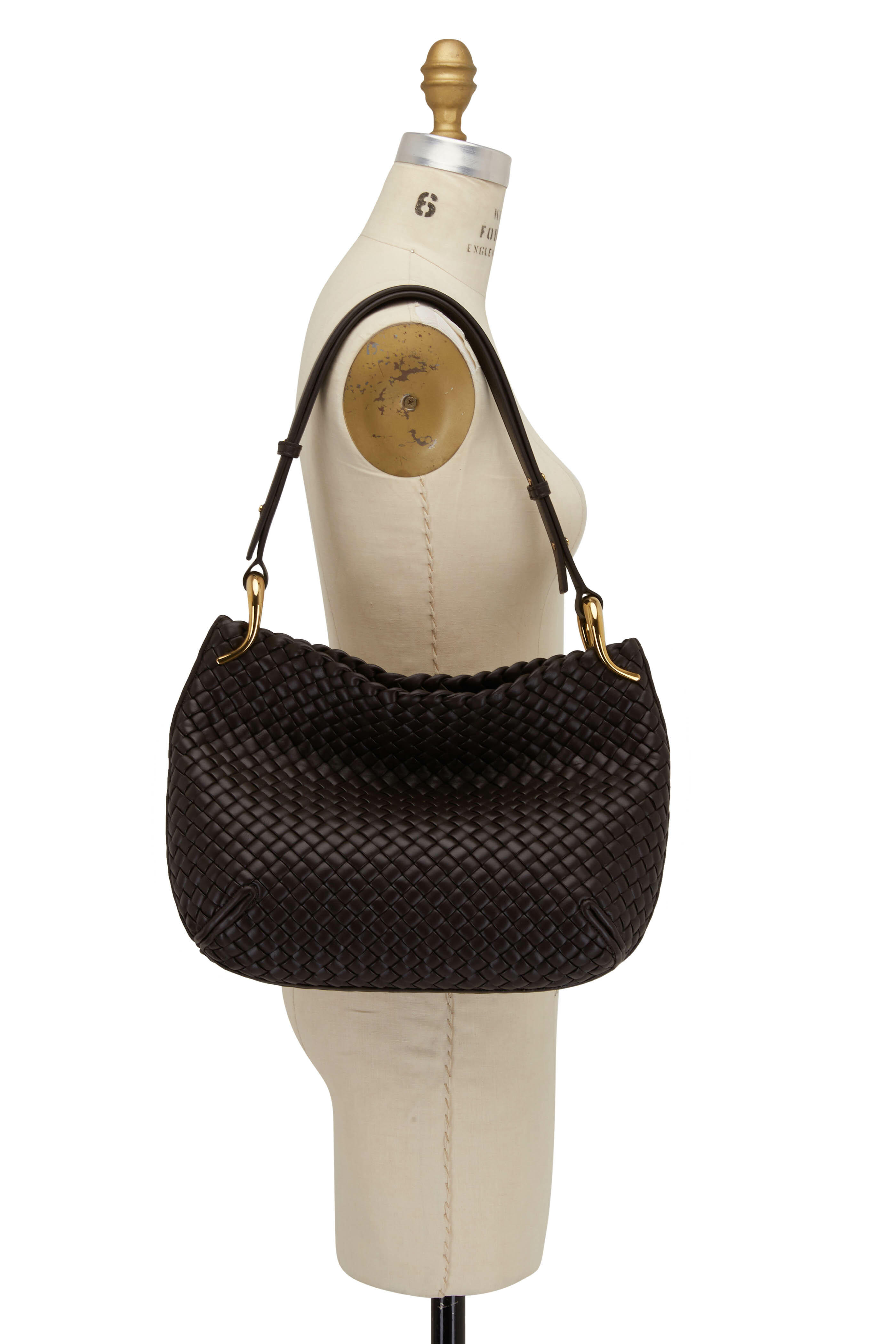 Bottega Veneta Large Hobo Intrecciato Shoulder Bag in Fondant & Muse Brass