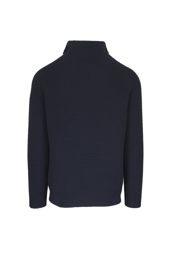 Fly3 Navy Wool Textured Reversible Full Zip Sweater - view 6