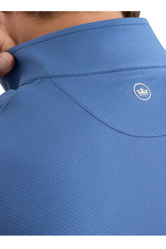 Peter Millar Perth Blue Cross-Hatch Performance Quarter Zip - view 6