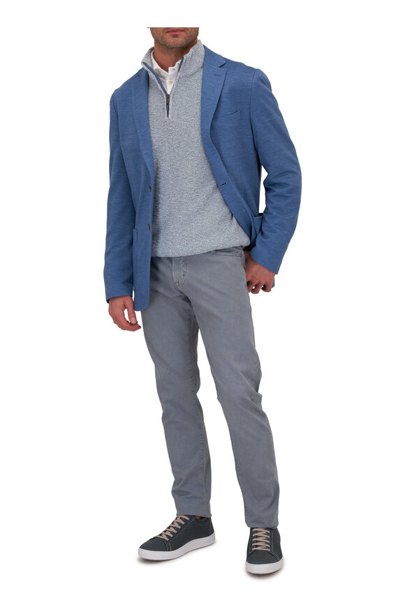 Maurizio Baldassari - Blue Knit Wool, Linen & Silk Sportcoat 