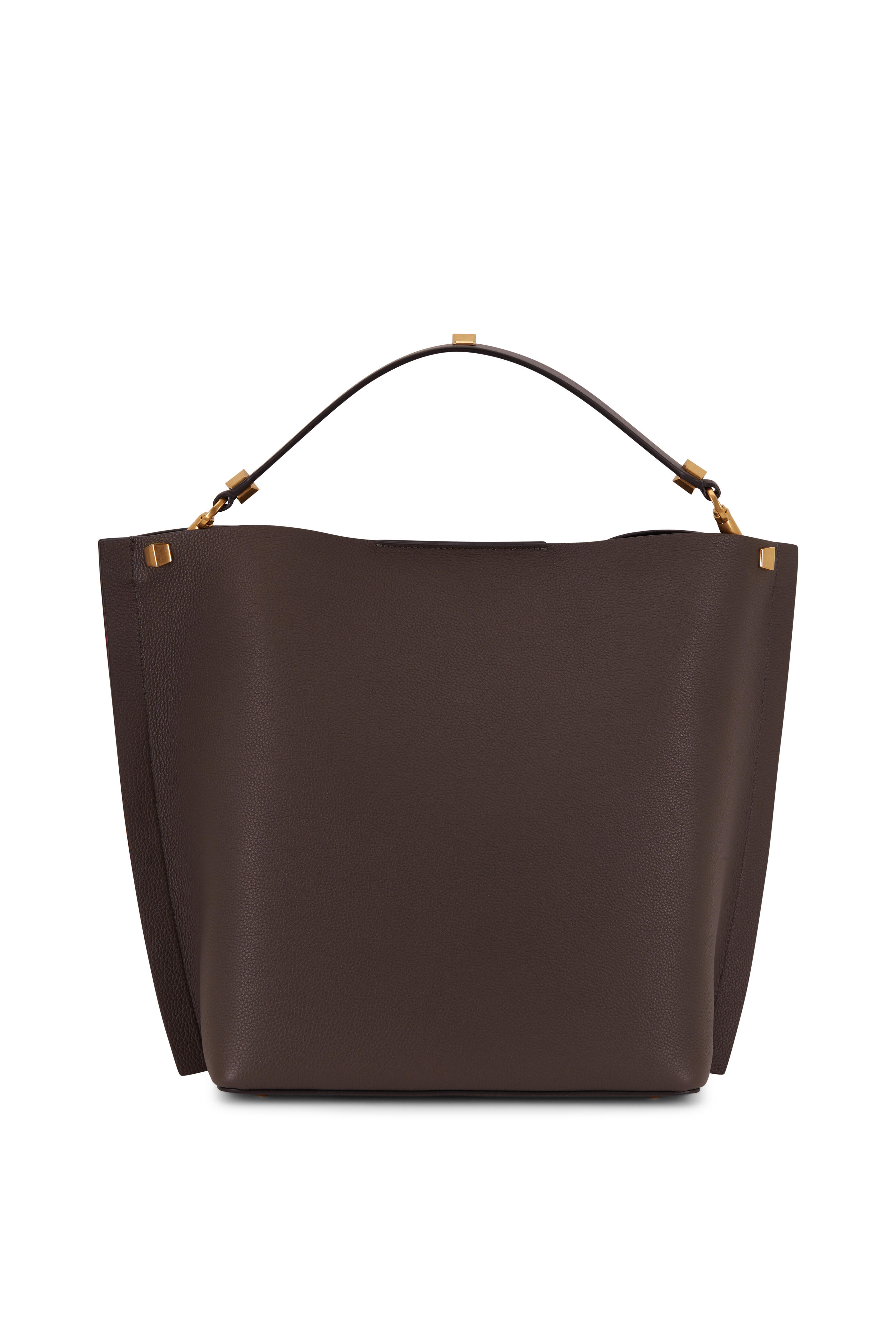 Valentino Garavani - V-Logo Dark Gray Grained Leather Medium