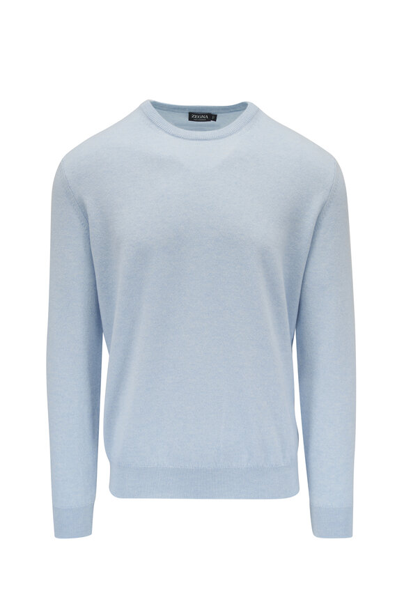 Zegna Oasi Light Blue Cashmere Crewneck