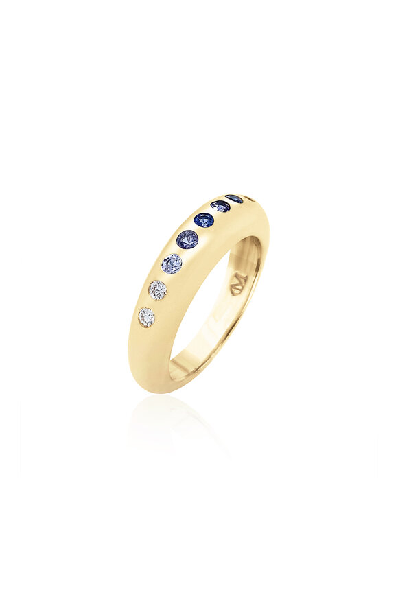 Claudia Mae - Blue Ombré Sapphire & Diamond Skinny Nomad Ring