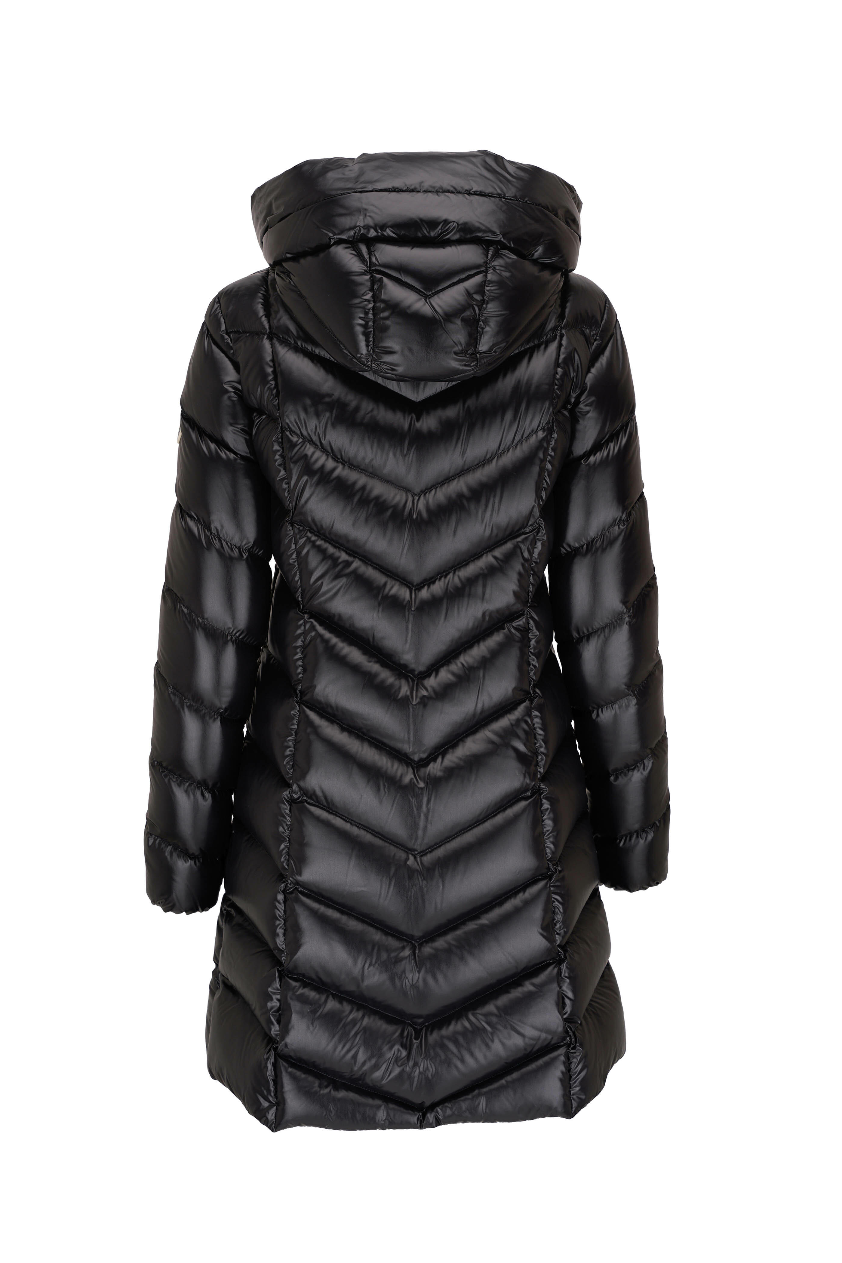 Moncler - Marus Shiny Black Long Fitted Parka | Mitchell Stores