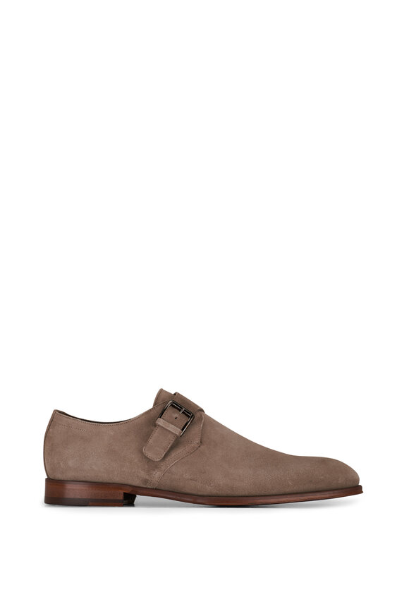 To Boot New York - Bower Taupe Suede Monk Strap Dress Shoe