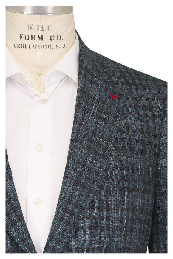Isaia Green Check Wool, Cashmere & Silk Sportcoat - view 1