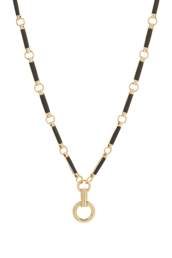 Foundrae - Yellow Gold & Onyx Hanging Clockweight Necklace