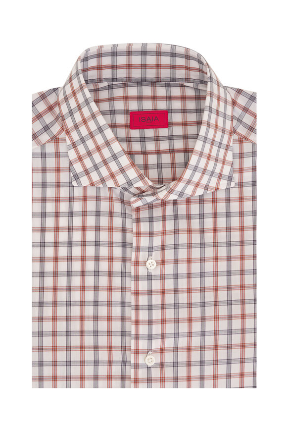 Isaia - Tattersall Gray & White Check Dress Shirt