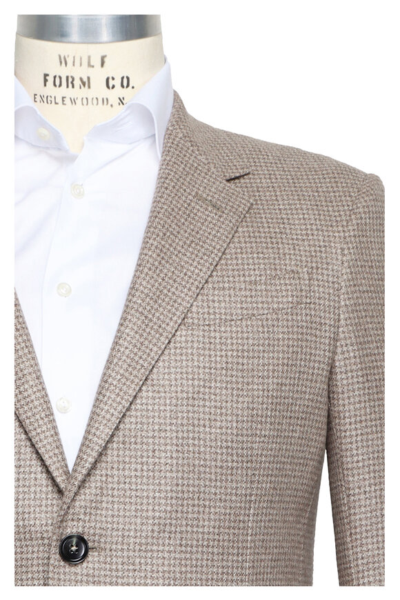 Zegna Light Brown & Beige Houndstooth Sportcoat