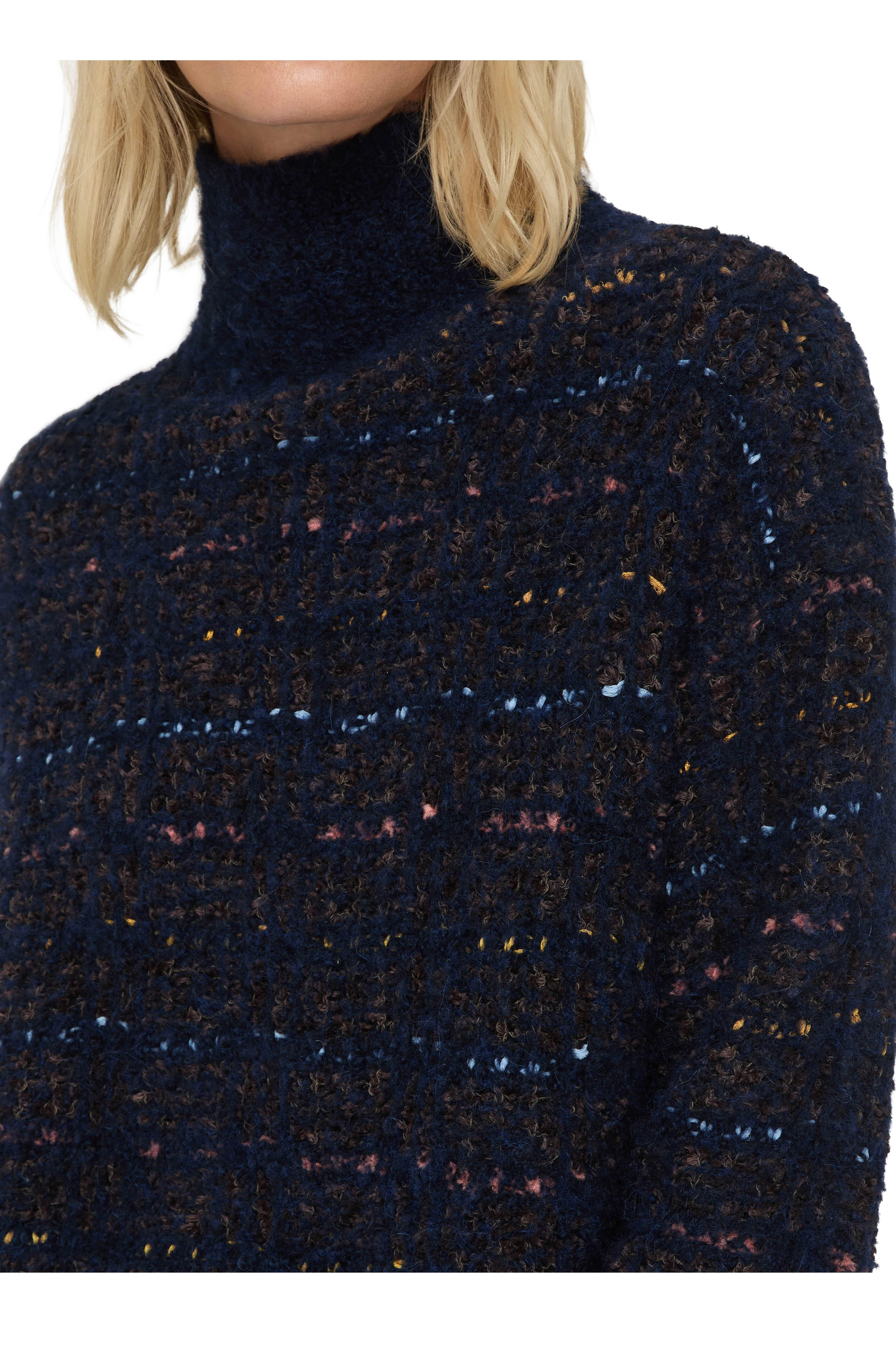 Lafayette 148 New York - Navy Multi Lofty Bouclé Turtleneck Sweater