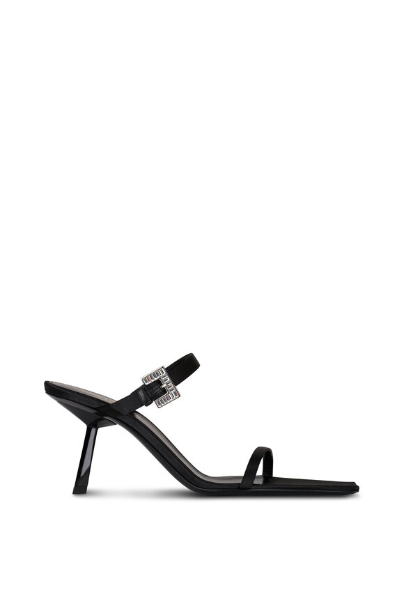 Saint Laurent - Hope Black Crystal-Embellished Satin-Crepe Mule