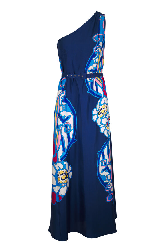 La DoubleJ Roy Blue Lemuria Print Silk Dress