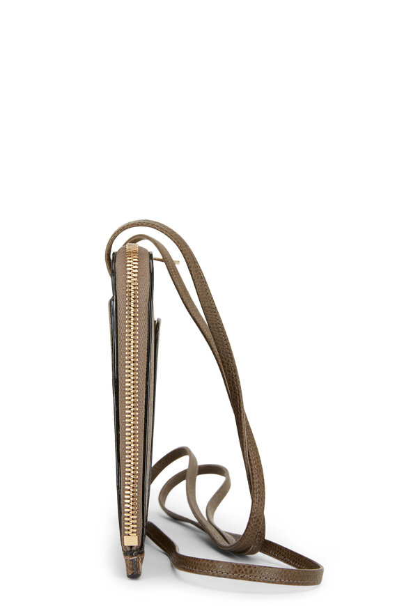 Valextra - Dark Taupe Saffiano Leather Zip Crossbody