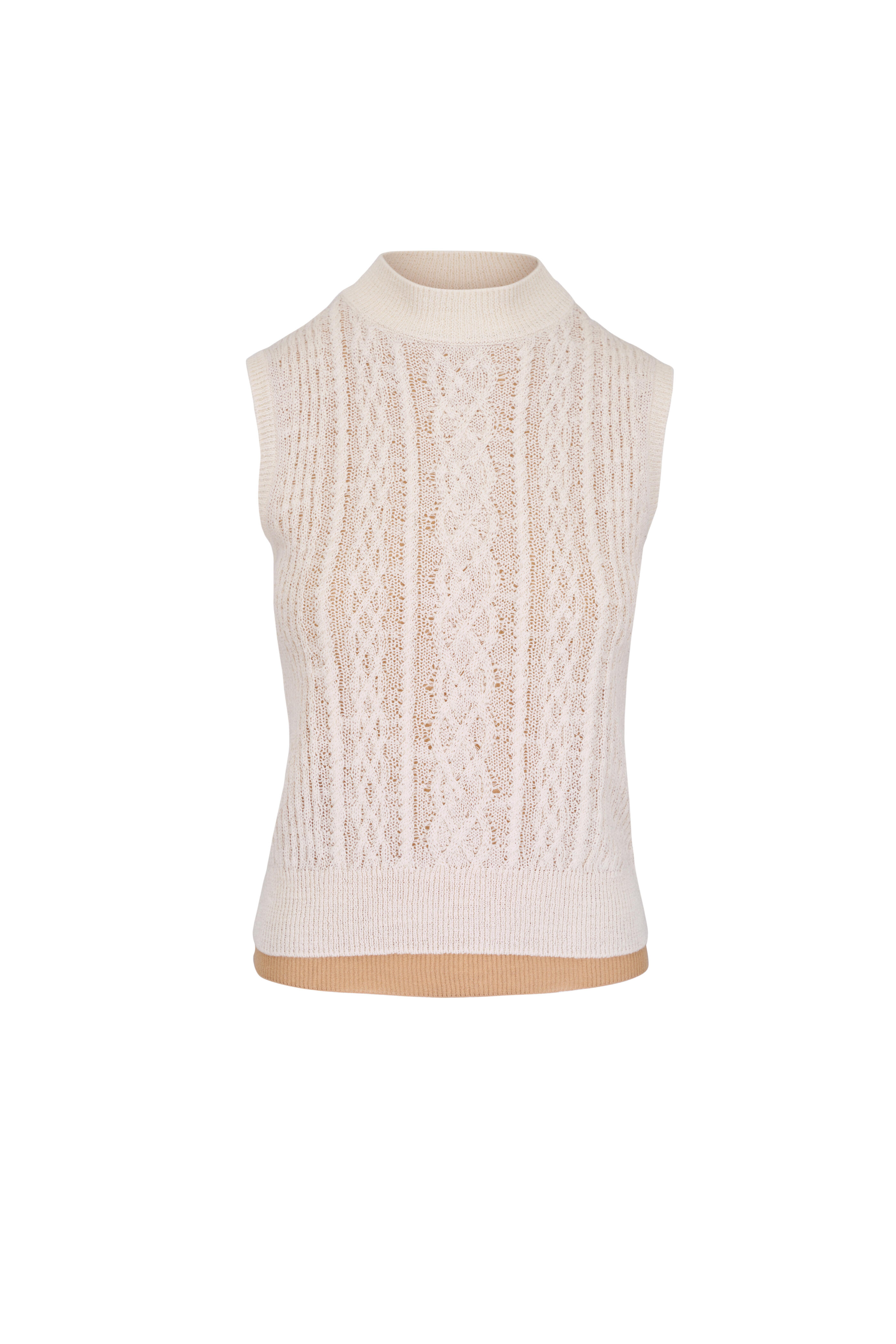 Vince - Off White & Gold Cliff Cable Double-Layer Shell