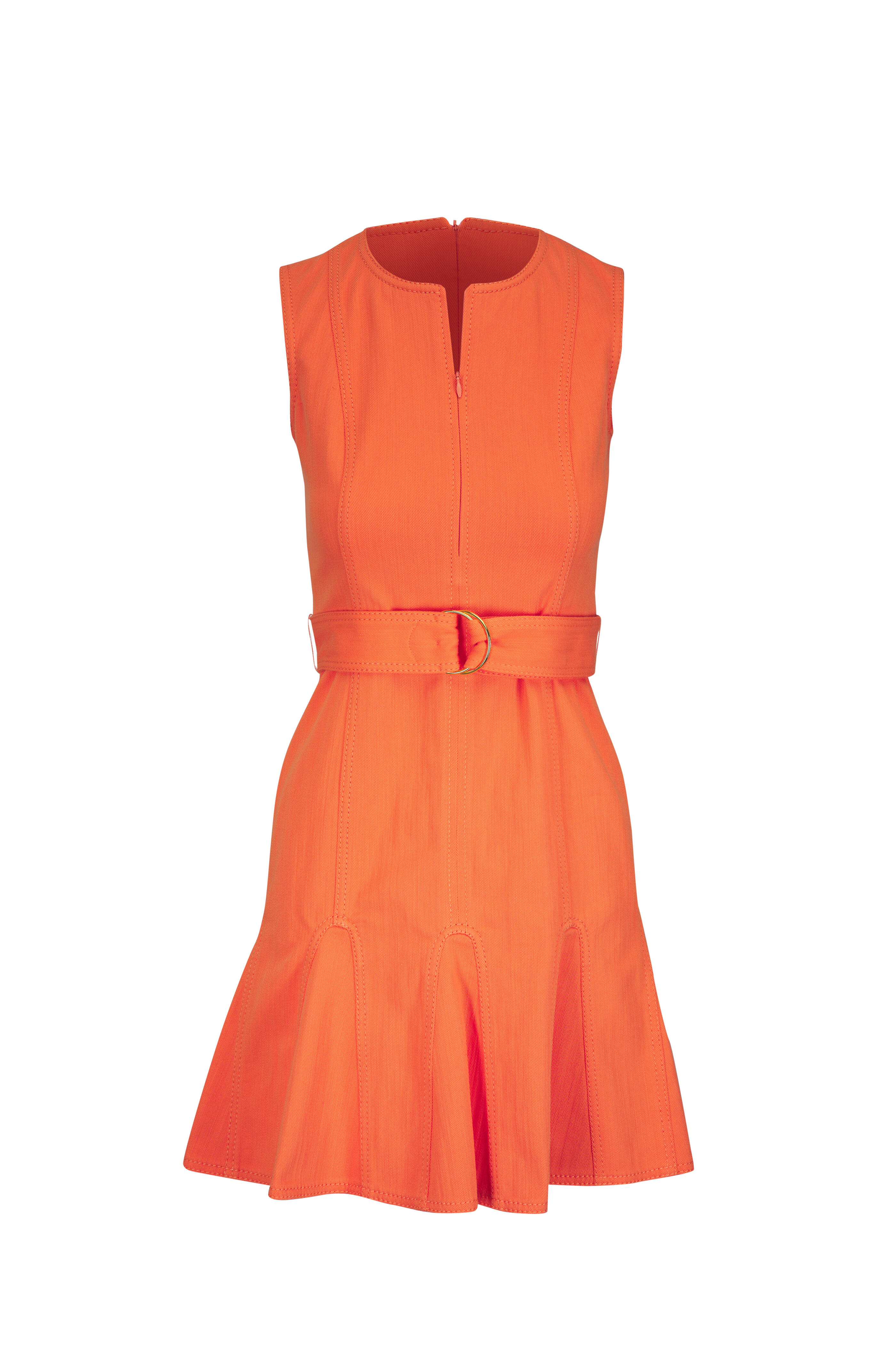 Akris Punto - Peach Denim Belted Mini Dress