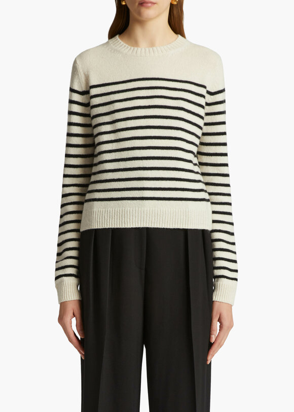 Khaite - Diletta Magnolia & Black Striped Cashmere Sweater 