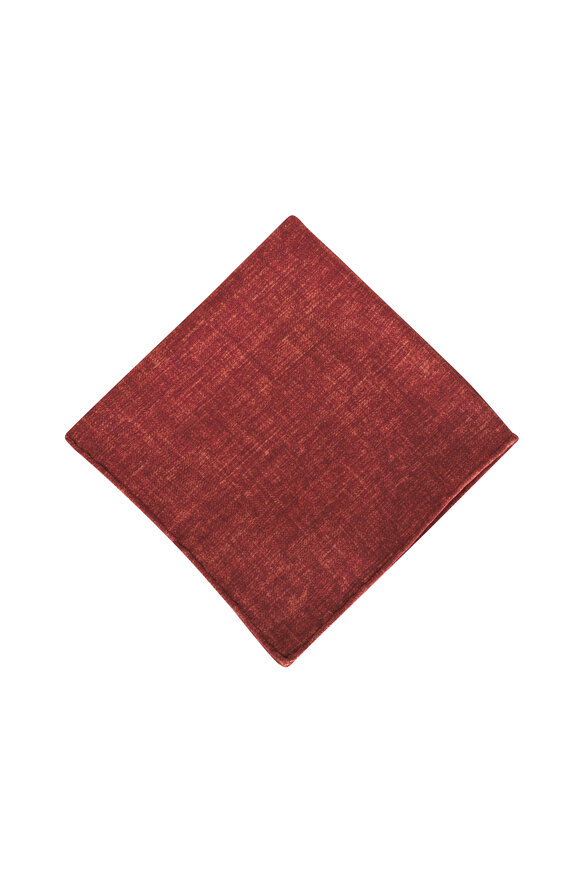 Brunello Cucinelli - Red Paisley Print Silk Pocket Square