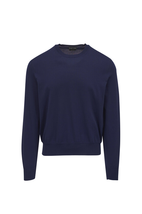 Tom Ford Dark Blue Cotton Crewneck Sweater