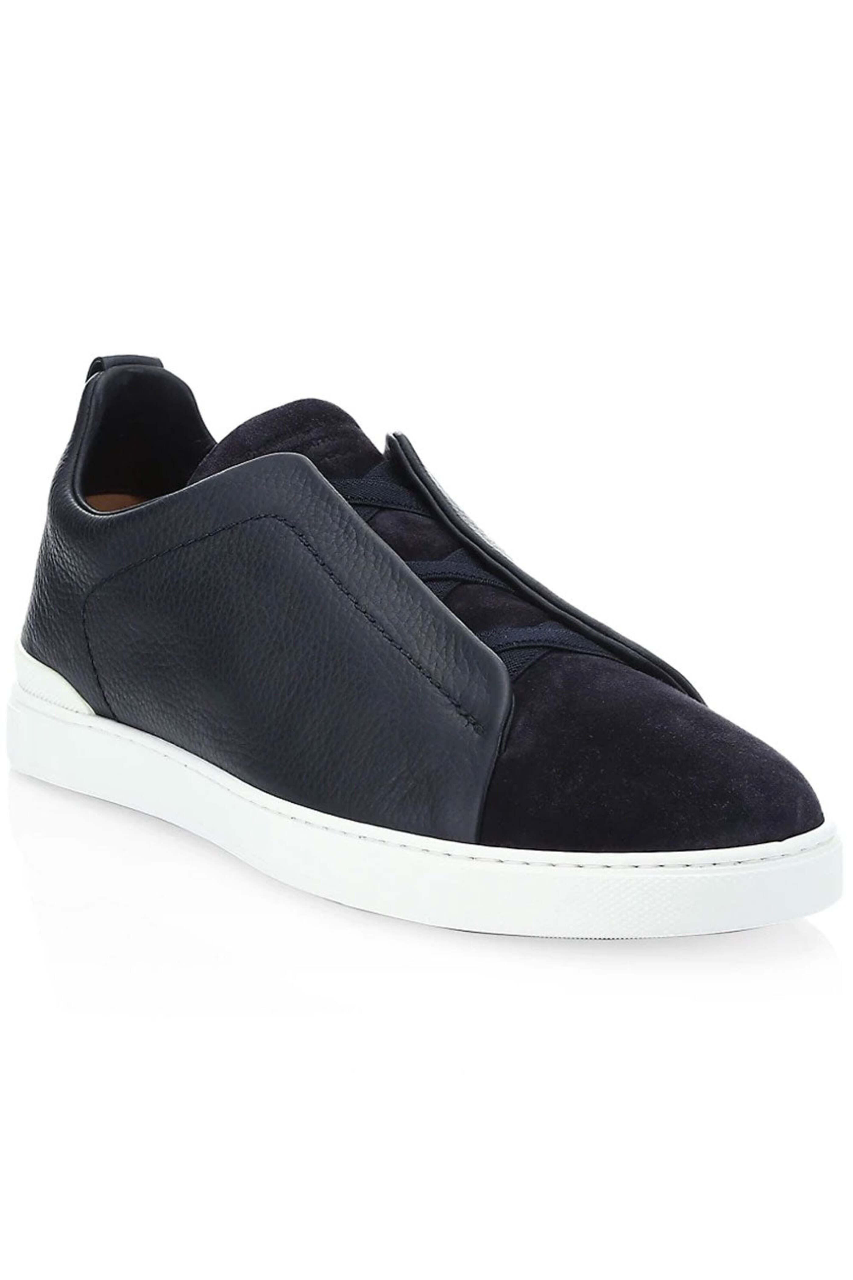 スニーカー ZEGNA TRIPLE STITCH SNEAKERS Navy Blue Leather and Suede Triple Stitch™ Sneakers SS25
