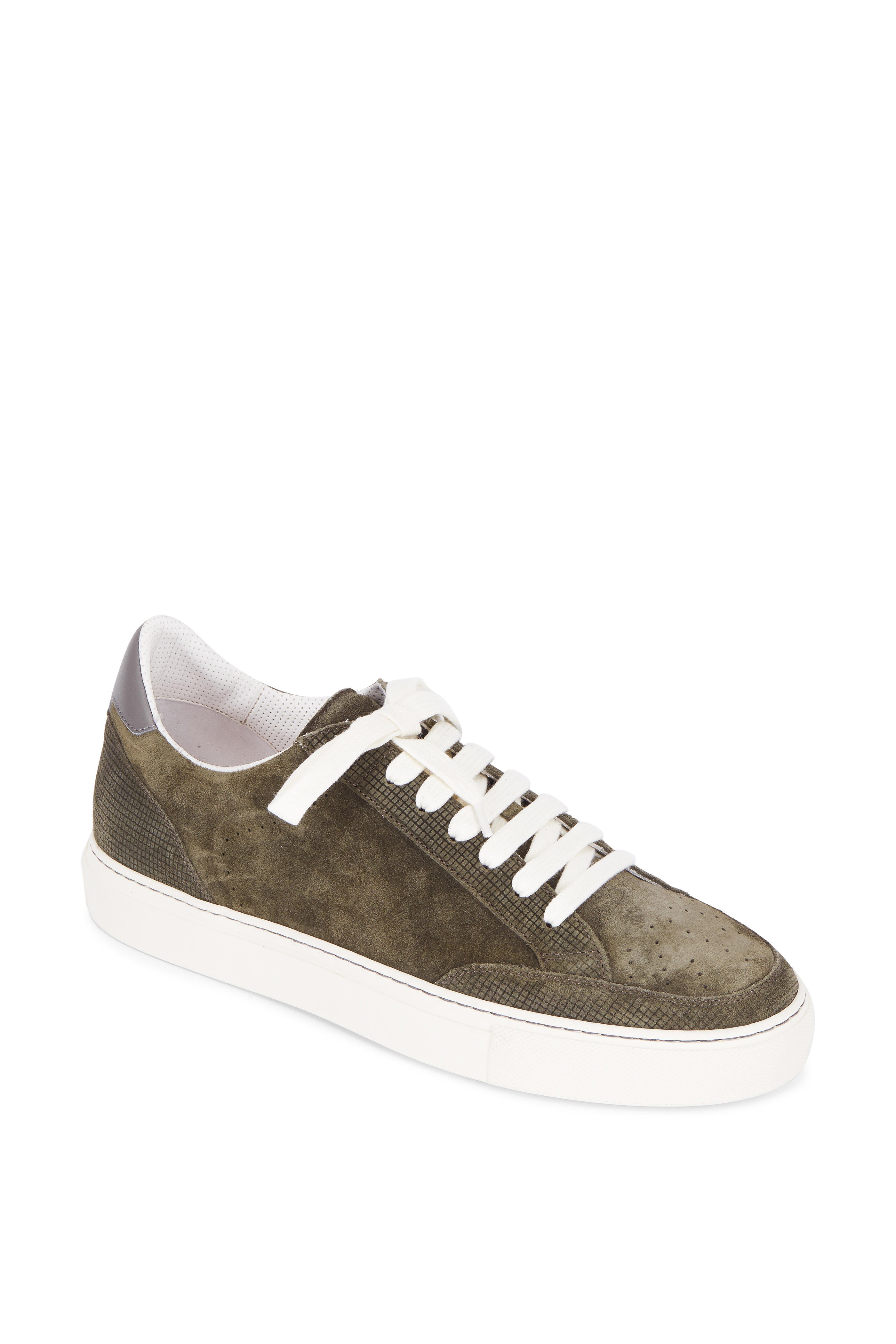 Brunello Cucinelli - Olive Green Suede Sneaker | Mitchell Stores