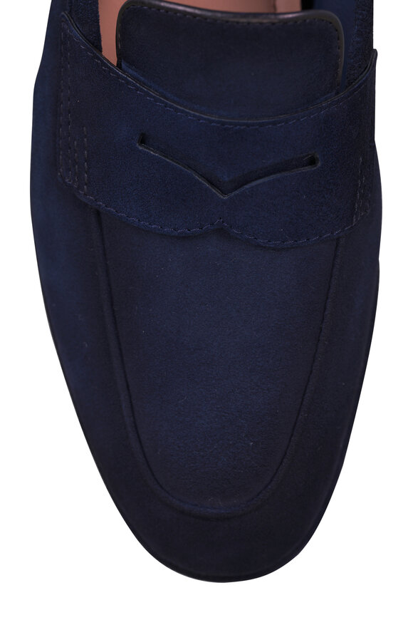 Santoni Carla Navy Suede Penny Loafer - view 5