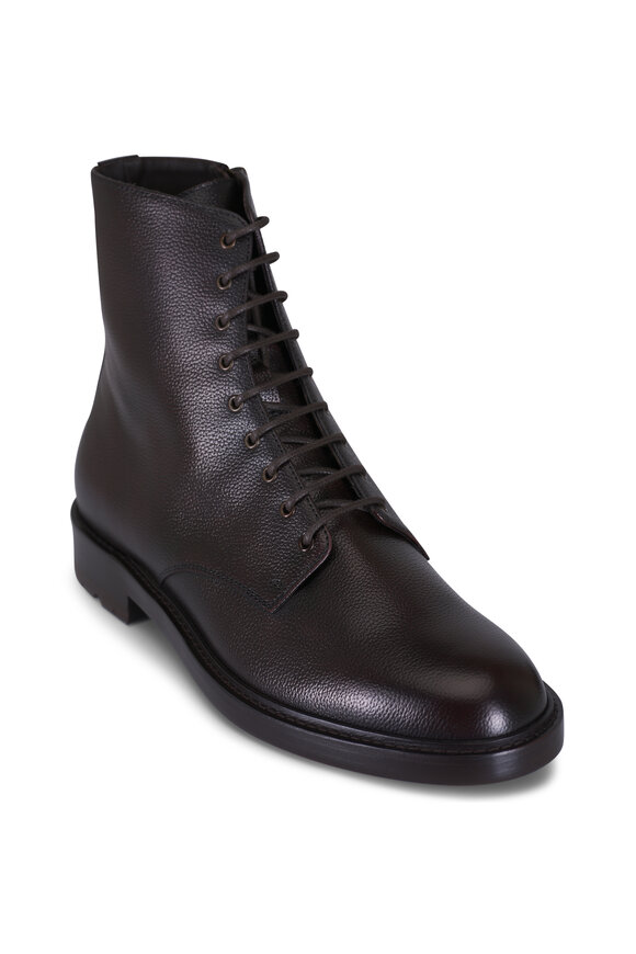 Brunello Cucinelli - Alpine Navy Leather Lace-Up Hiker Boot