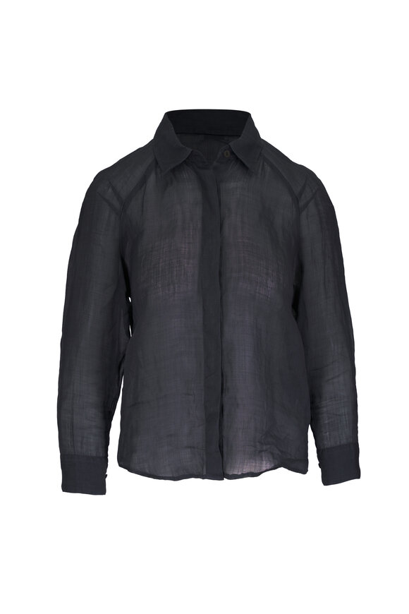 Dries Van Noten - Clavina Mousseline Black Ramie Shirt