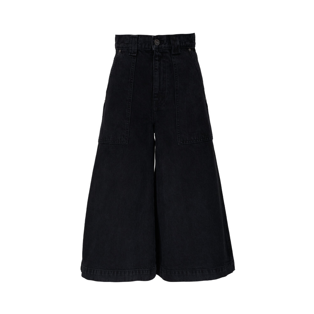 Khaite - Luey Prescott Black Denim Wide Leg Crop Culotte