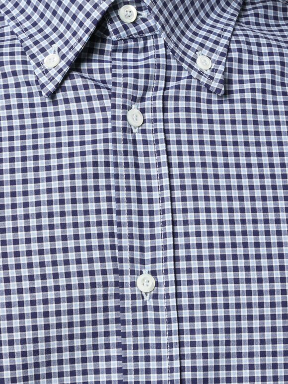 Brunello Cucinelli - Navy Blue & Light Blue Plaid Basic Fit Sport Shirt