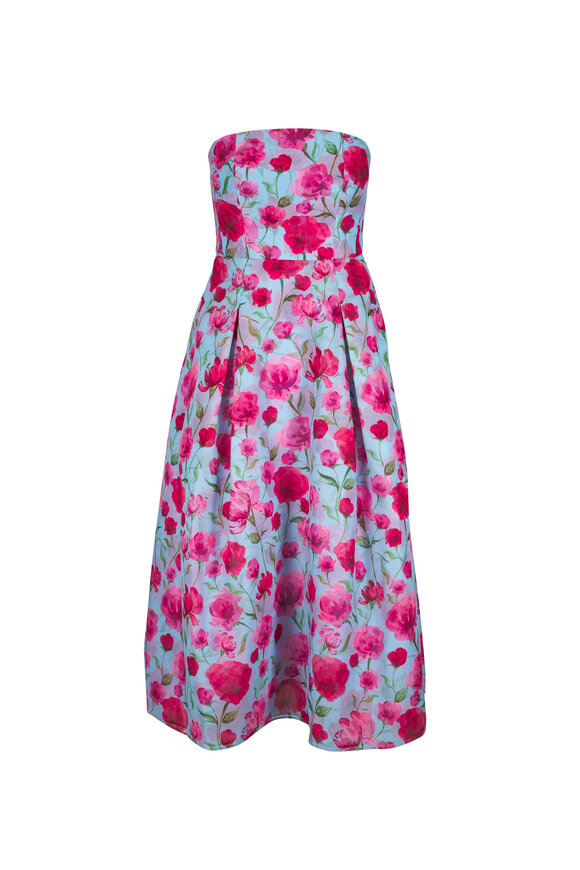 Sachin Babi Shay Sky Poppies Strapless Dress - view 1