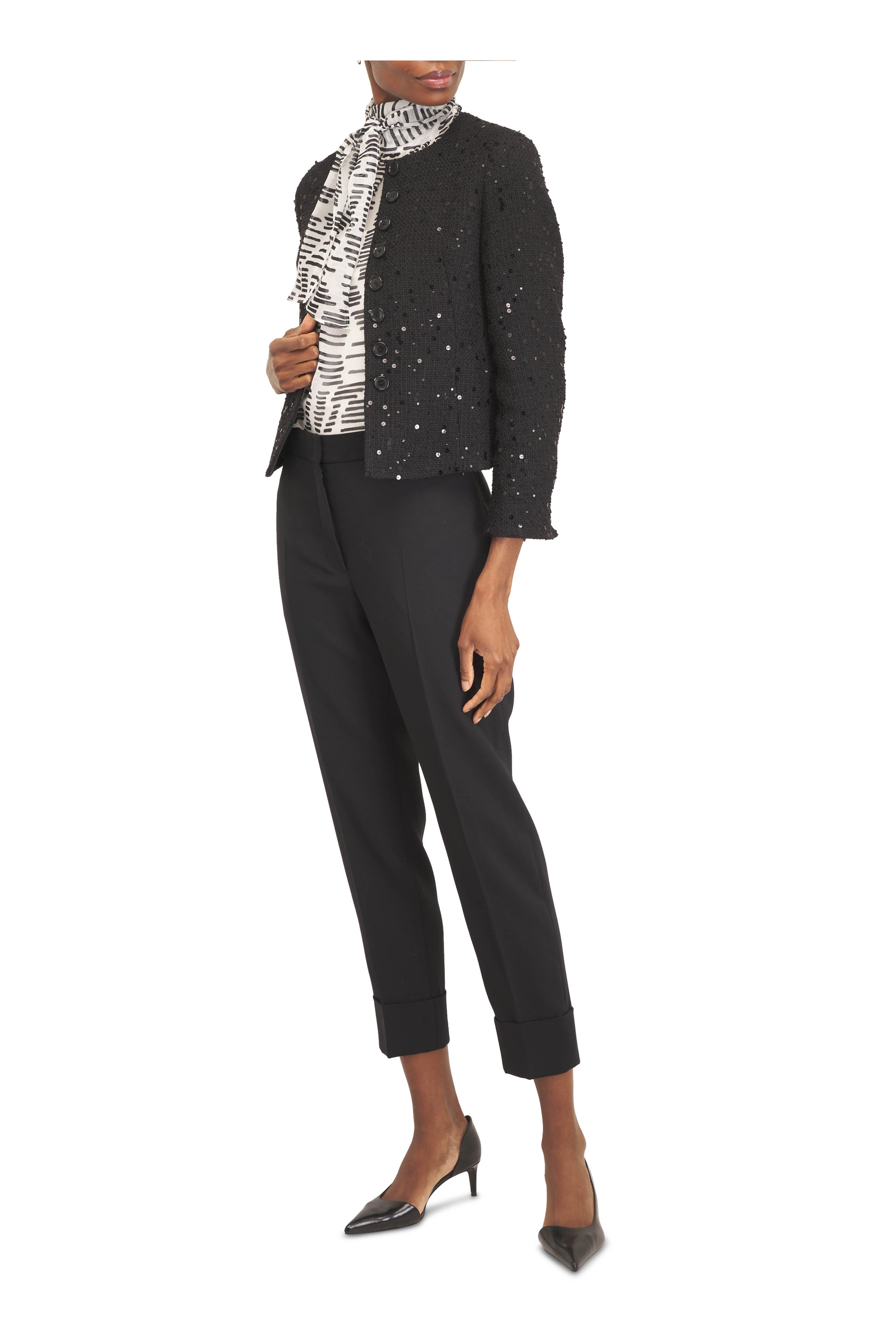 Akris - Dance Movements Black & White Silk Blouse - view 2