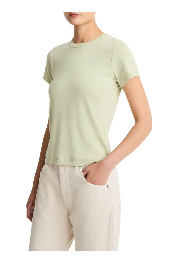 Vince 90's Shrunken Pale Fern Stretch Cotton T-Shirt - view 4