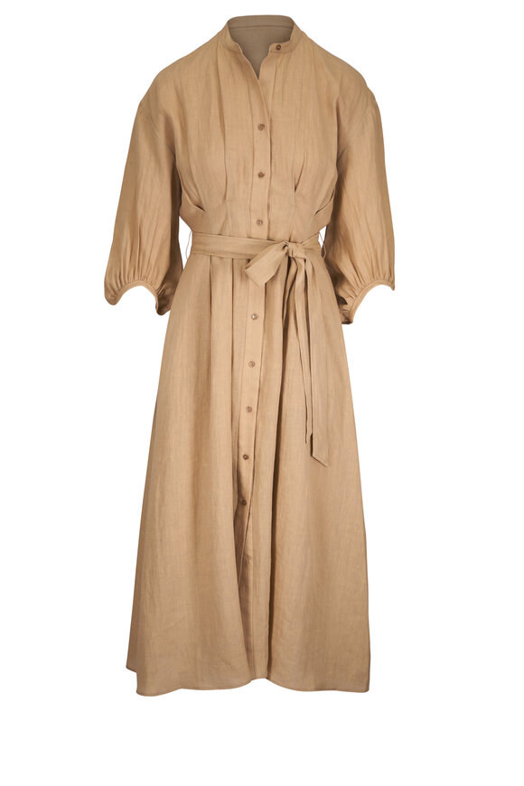 TWP Khaki Linen Tie Waist Maxi Dress - view 1