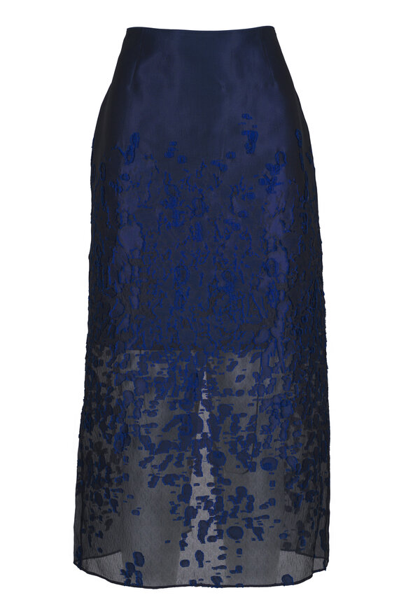 Lafayette 148 New York Lido Blue Speckled Glaze Dégradé Fil Coupé Skirt