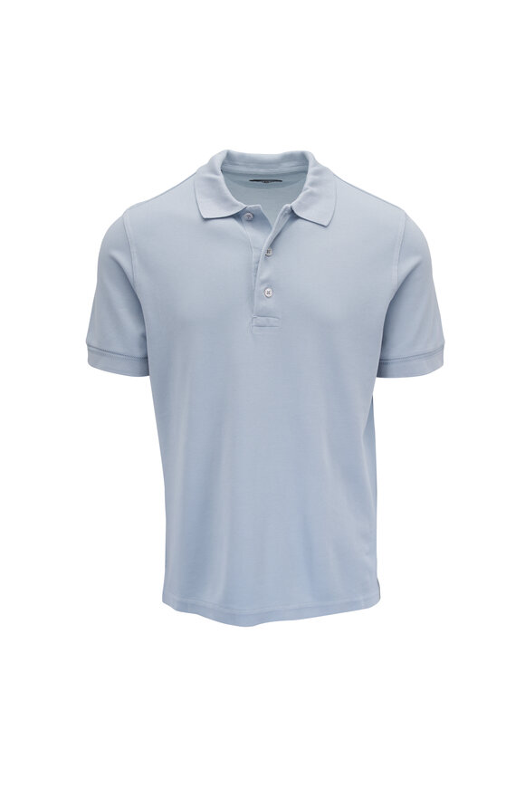 Tom Ford - Sky Blue Cotton Tennis Piquet Polo | Mitchell Stores