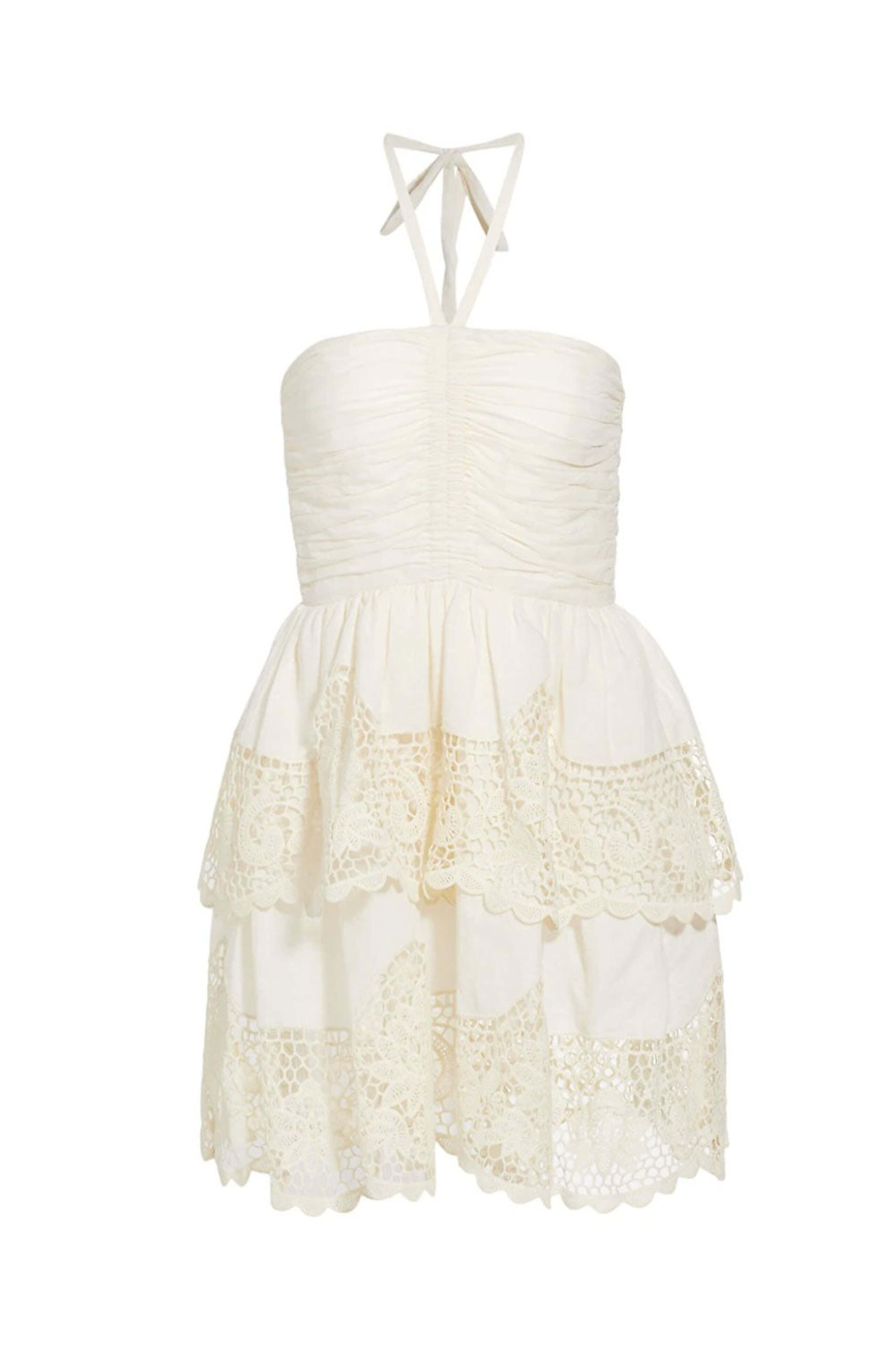 Ulla Johnson - Savannah Ivory Crochet-trim Halter Neck Dress