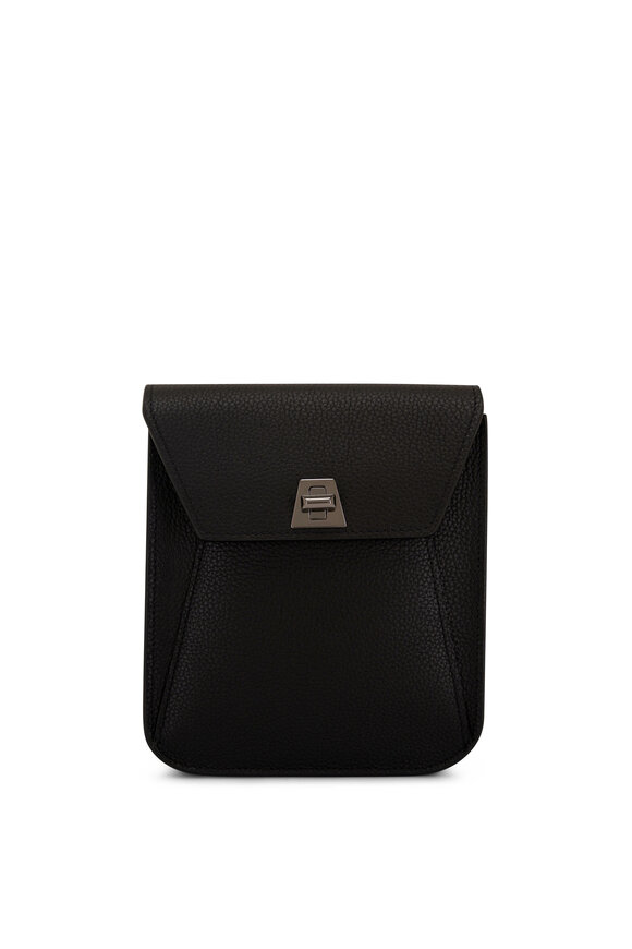 The Row - Black Leather Drawstring Pouch Crossbody Bag
