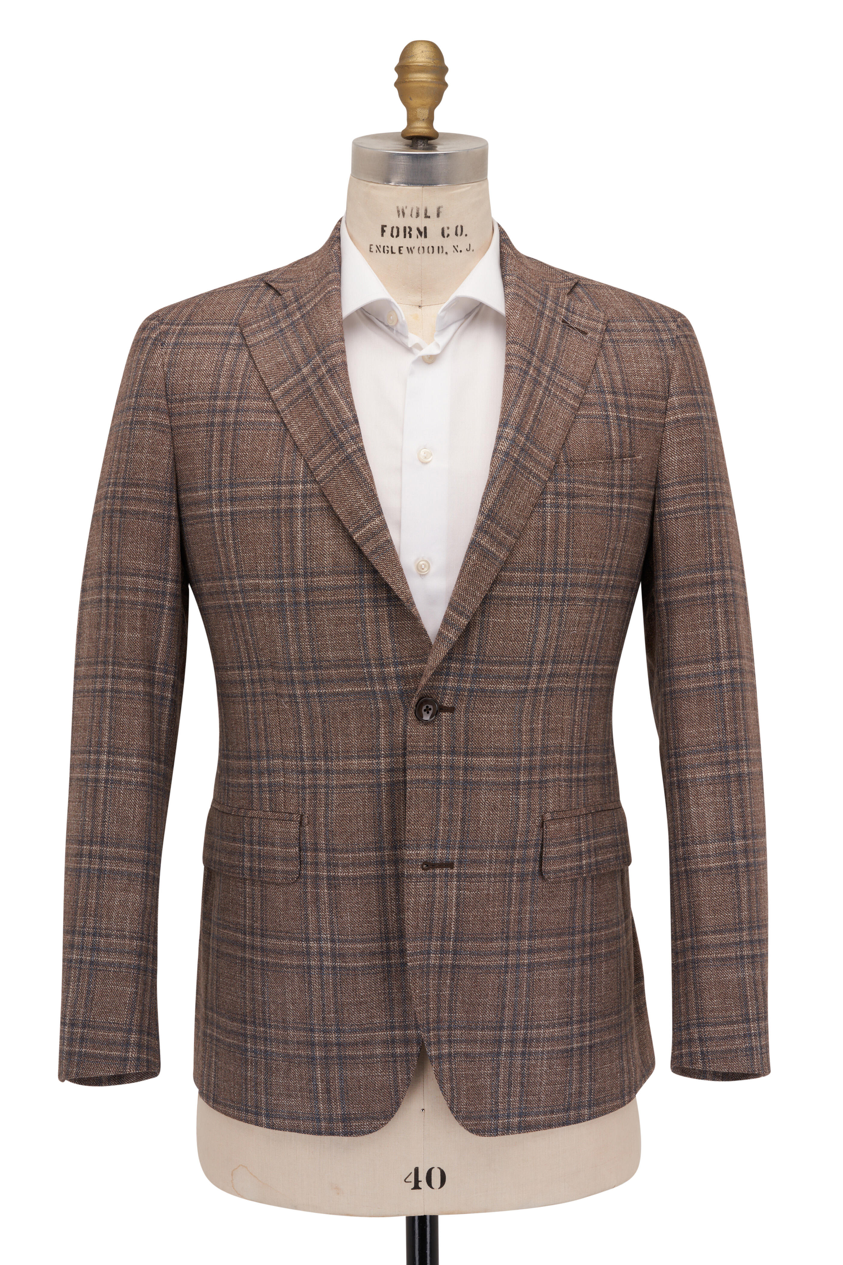 Atelier Munro - Tan & Blue Overcheck Wool Blend Sportcoat