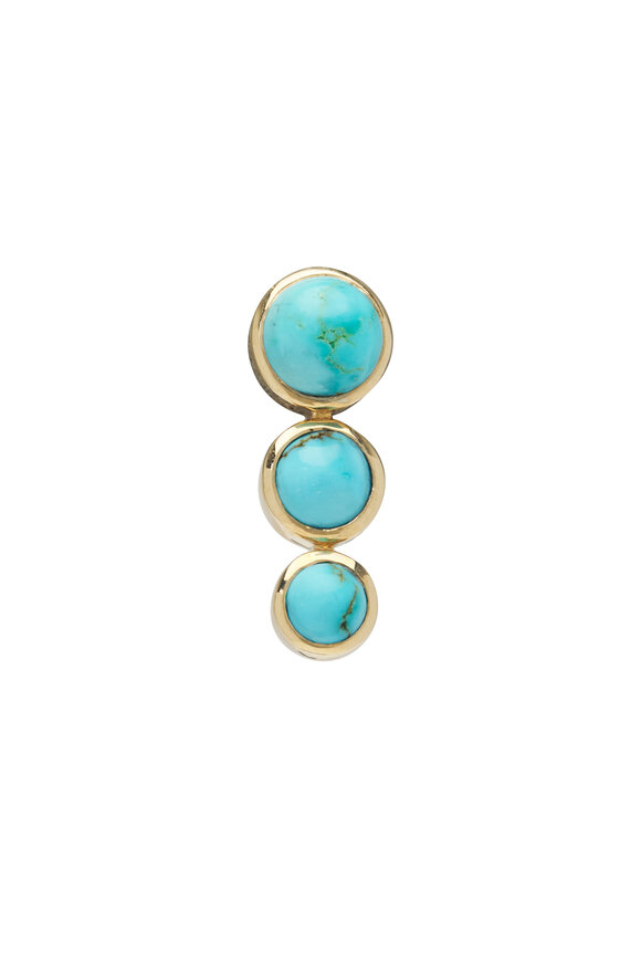 Claudia Mae - 14k Yellow Gold Turquoise Round Stud Earrings