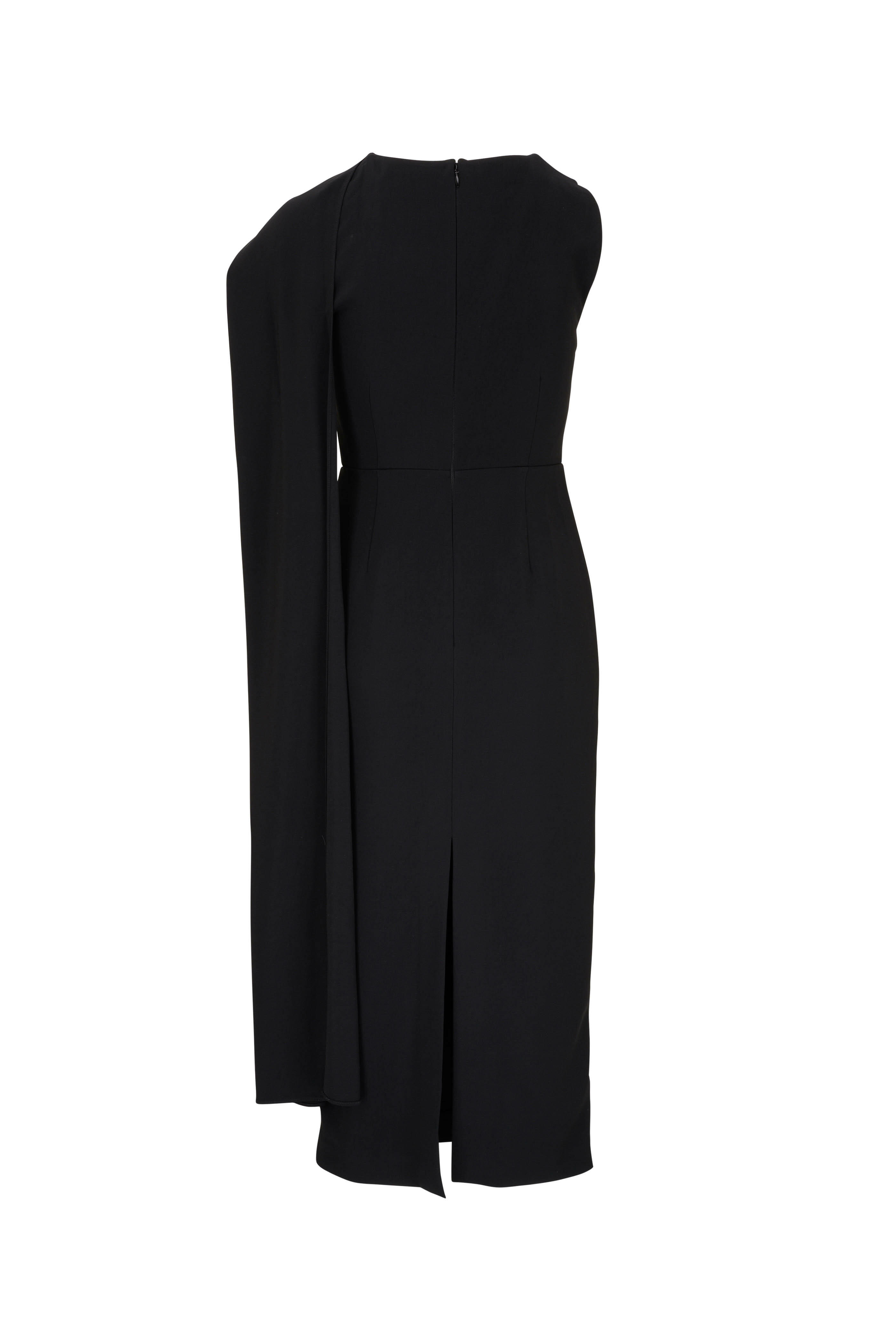 Roland Mouret - Black Asymmetric Stretch Cady Midi Dress