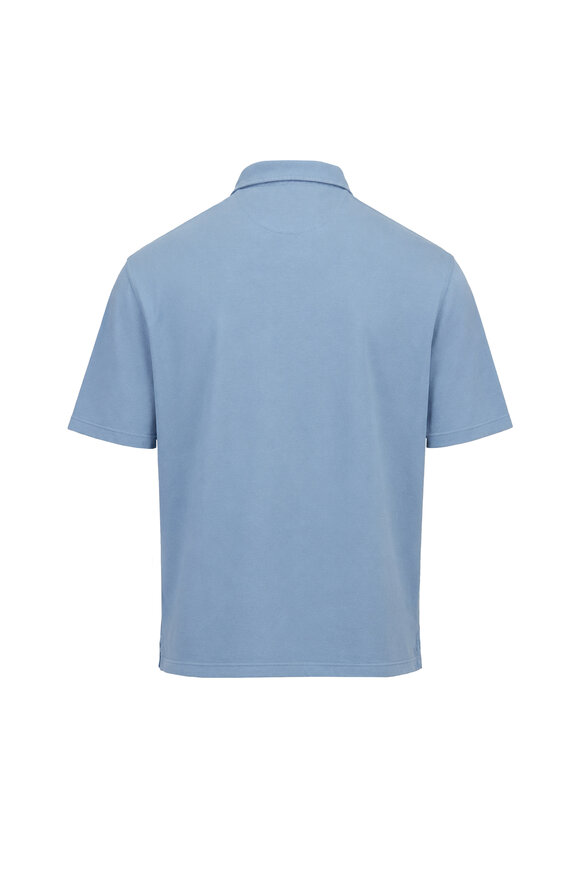 Fedeli Dusty Blue Pique Polo - view 2