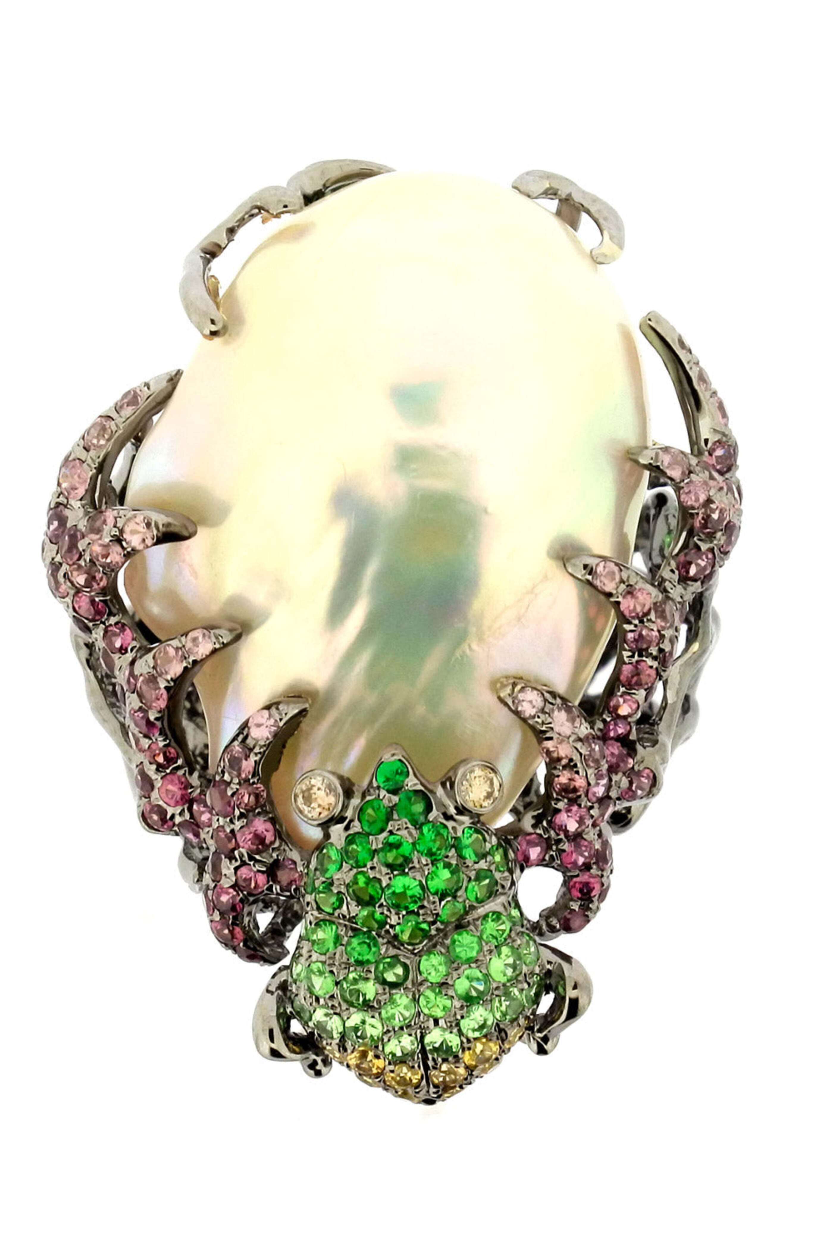 Wendy Yue - Pearl and Tsavorite Frog Ring